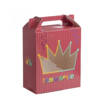 קופסאת קרטון לפורים חלון פסים בורדו | חנות מקוונת ALONIT