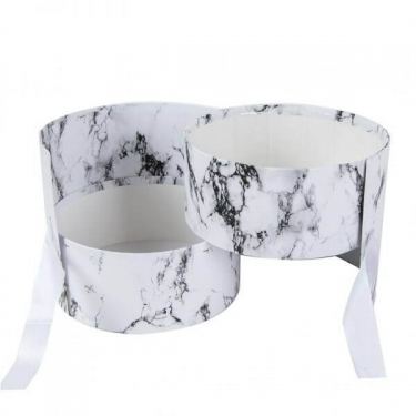 קופסאת קרטון עגול קומותיים + פי וי סי -לבן שיש | חנות מקוונת ALONIT