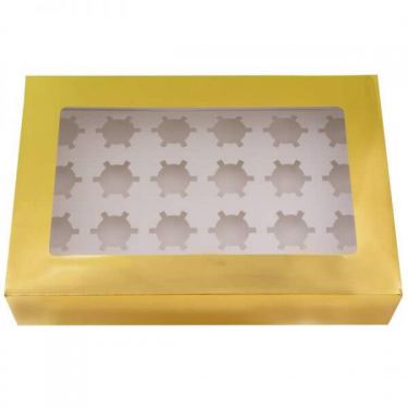 קופסאת קרטון ל 24 קאפקייקס 32/48/10 סמ - זהב | חנות מקוונת ALONIT