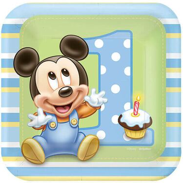 צלחות נייר 20 סמ מרובעות - מיקי מאוס דגם שנה | חנות מקוונת ALONIT