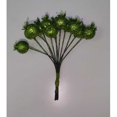 אג' 12 רימון מיני ק.1.6 ס"מ - גליטר - ירוק | חנות מקוונת ALONIT