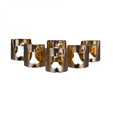 חבילת 6 חבק מפיות מתכת זהב - תפוח | חנות מקוונת ALONIT