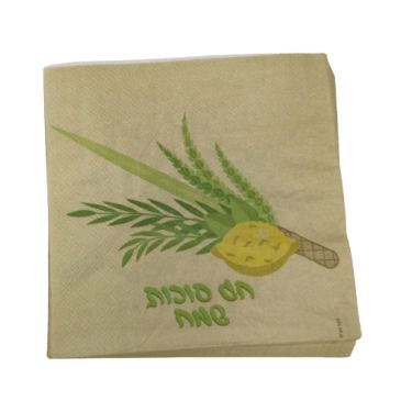 חבילת 20 מפיות נייר 33/33 (2/ש) - ארבעת המינים (רקע נייר קראפט) | חנות מקוונת ALONIT