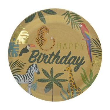 צלחות נייר 20 סמ עגולות - 8 יח ספארי קראפט זהב | חנות מקוונת ALONIT