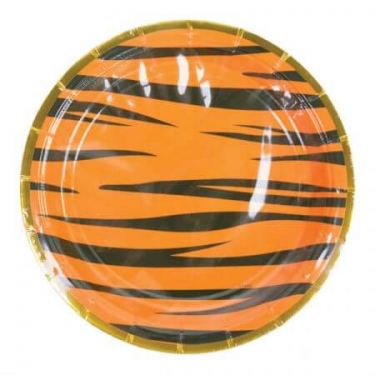 צלחות נייר 20 סמ- ספארי טיגריס עם הטבעת זהב | חנות מקוונת ALONIT