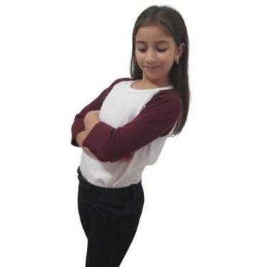 חולצות בית ספר שרוול 3/4 צבע שרוול שונה בנות | חנות מקוונת ALONIT