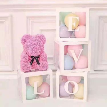 סט 4 קופסאות שקופות 30*30 לבן כיתוב בייבי | חנות מקוונת ALONIT