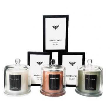 נר ריחני בעל עיצוב מודרני 3 ריחות ועיצובים שונים עם פקק ביטחון וגוף מזכוכית | חנות מקוונת ALONIT