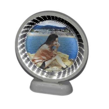 מסגרת תמונה עגול מראה אינסופית LED לבן 23X25 | חנות מקוונת ALONIT