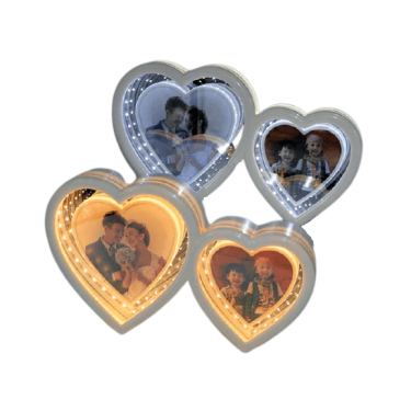 מסגרת לבנה 2 לבבות מראה LED לבן/צהוב 33X21 | חנות מקוונת ALONIT