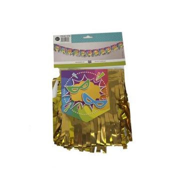 שרשרת דגלים פורים שמח + גדילים מטאלי - זהב - מולטיקולר | חנות מקוונת ALONIT