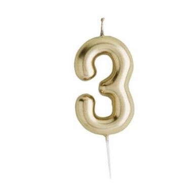 נר מספר זהב מבריק מספר 3 | חנות מקוונת ALONIT