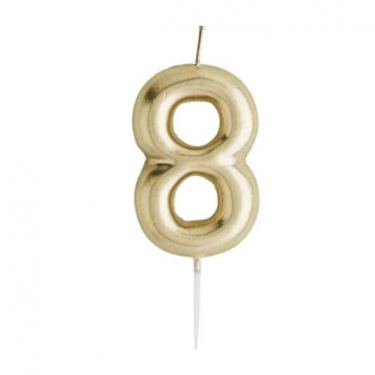 נר מספר זהב מבריק מספר 8 | חנות מקוונת ALONIT