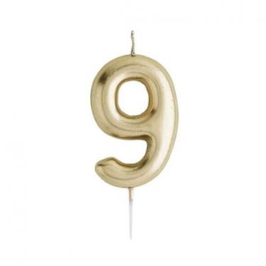 נר מספר זהב מבריק מספר 9 נר מספר זהב מבריק מספר 9 | חנות מקוונת ALONIT