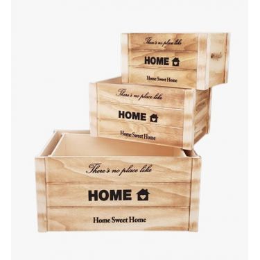 סט 4 קופסאות עץ טבעי HOME 40*27*20 | חנות מקוונת ALONIT