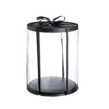 קופסאת פי וי סי PVC עגולה לעוגה + במה + מכסה שחור ק.30 ג.34 ס"מ | חנות מקוונת ALONIT