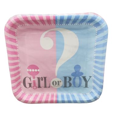 צלחת נייר מרובעת 9 אינטש 10 יח' ורוד תכלת | חנות מקוונת ALONIT