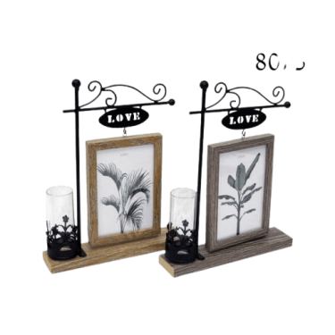 סטנד לתמונה משולב עץ וברזל LOVE עץ / אפור 22X29 | חנות מקוונת ALONIT