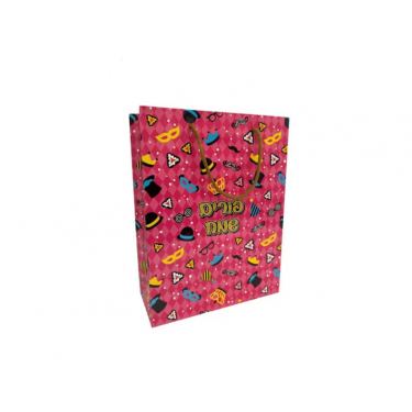 שקית נייר 30/23/10 ס"מ - פורים שמח - סמלים פושי'ה | חנות מקוונת ALONIT