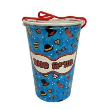 קופסאת פופקורן לפורים ק.12 ג.17.5 ס"מ מכסה + שרוך - תכלת | חנות מקוונת ALONIT