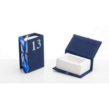 קופסאת קרטון בצורת ספר קטיפה 5 / 8 / 3 ס"מ - "13" כחול / כסף | חנות מקוונת ALONIT