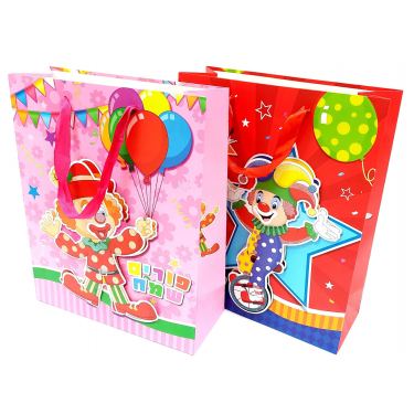 שקית נייר פורים שמח ליצן בלונים שכבות 32X26 סמ | חנות מקוונת ALONIT