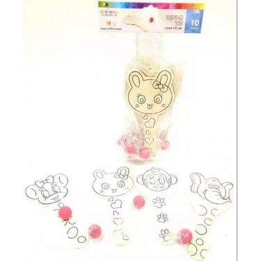 מטקה עץ + כדור לצביעה חיות 22X11 סמ 10 יח | חנות מקוונת ALONIT