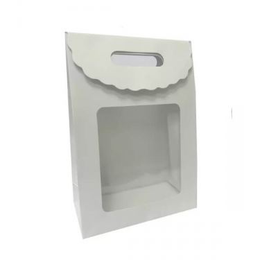 שקית נייר קלאפה + חלון 24/35/10 ס"מ - לבן | חנות מקוונת ALONIT