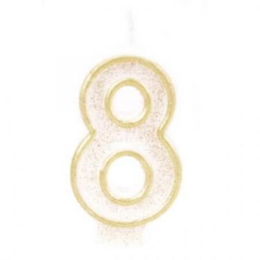 נר ספרה בודד זהב נוצץ - 8 | חנות מקוונת ALONIT