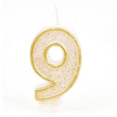 נר ספרה בודד זהב נוצץ - 9 | חנות מקוונת ALONIT