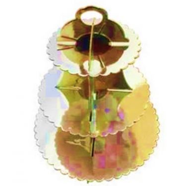 מעמד 3 קומות לעוגה מקרטון זהב | חנות מקוונת ALONIT