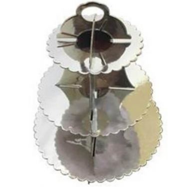 מעמד 3 קומות לעוגה מקרטון כסף | חנות מקוונת ALONIT