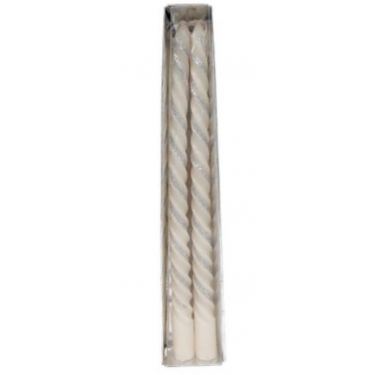 זוג נרות מסולסלים 25 ס"מ כסף | חנות מקוונת ALONIT