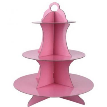 מעמד 3 קומות לעוגה מקרטון ורוד | חנות מקוונת ALONIT