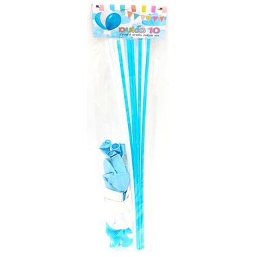 בלונים 10 יח + מקלות 10 יח כחול לבן 42 סמ | חנות מקוונת ALONIT