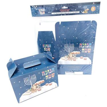 קופסא מנייר להרכבה 10 יח חנוכה שמח 30X30 סמ | חנות מקוונת ALONIT