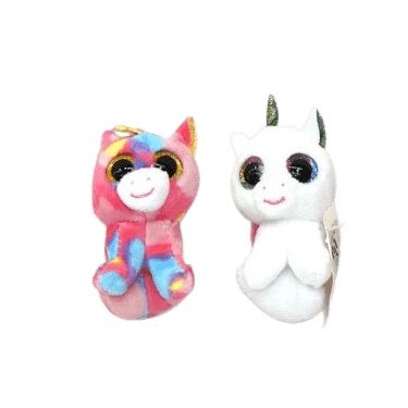 מחזיק מפתחות פרווה + וו חד קרן בצבעים + עיניים גדולות 9 סמ | חנות מקוונת ALONIT