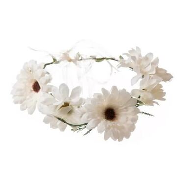 זר לראש - מיקס פרחים - לבן | חנות מקוונת ALONIT