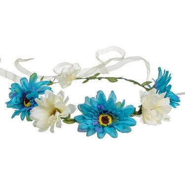 זר לראש - גרברה - טורקיז/קרם | חנות מקוונת ALONIT