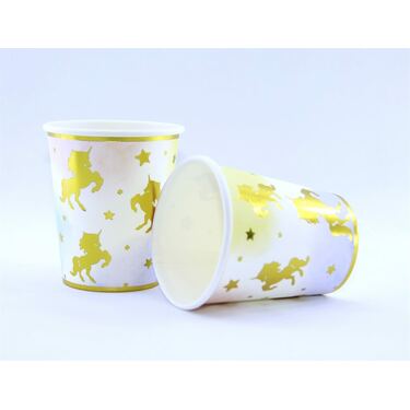 כוסות נייר ארוז 10 יח' חד קרן זהב | חנות מקוונת ALONIT